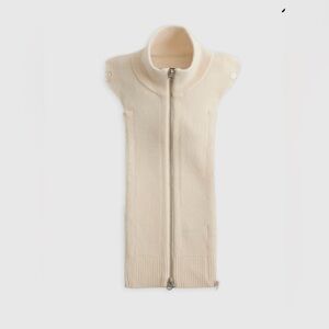 Quince Blazer Insert 100% Mongolian Cashmere Ribbed Collar Ivory L/XL